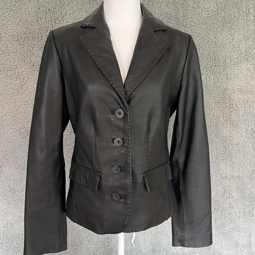 Genuine Leather Jacket Black Medium Soft 100% Lambskin Blazer Lined